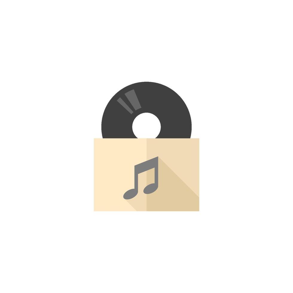 Music album icon in flat color style. Music release discography musician artist vector
