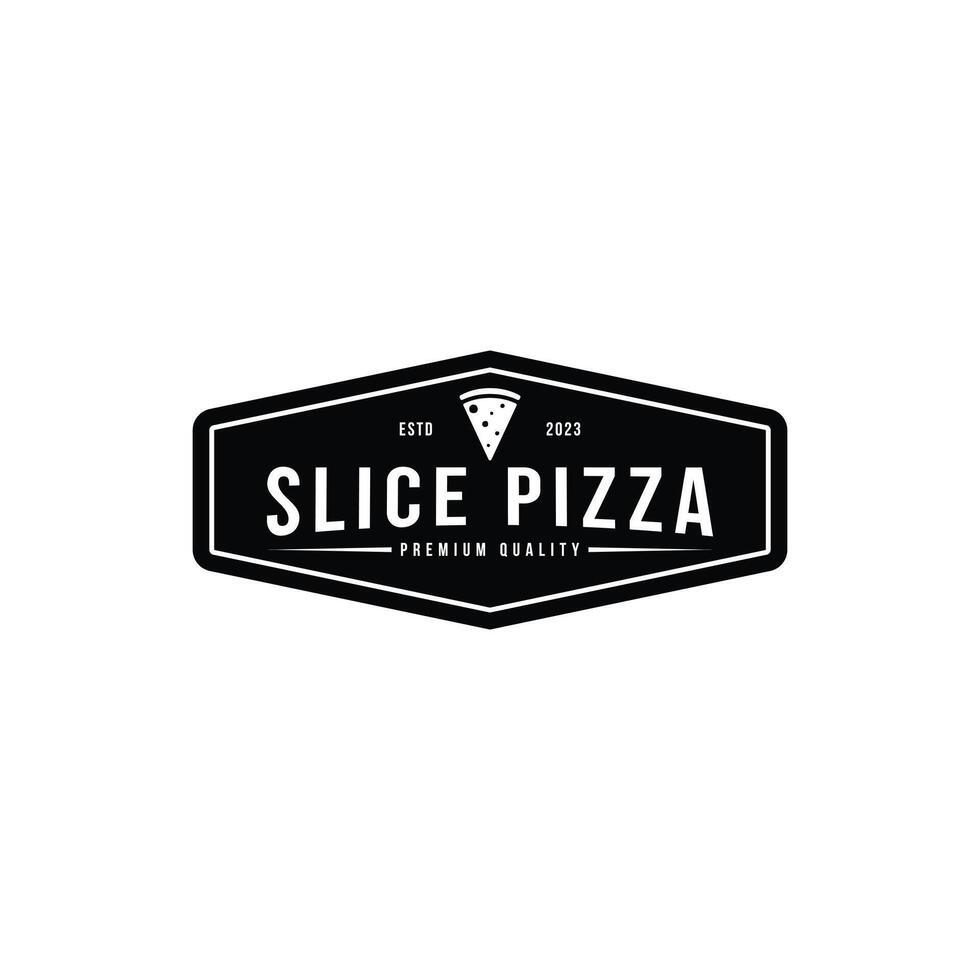 rebanada Pizza logo diseño Clásico retro sello etiqueta vector