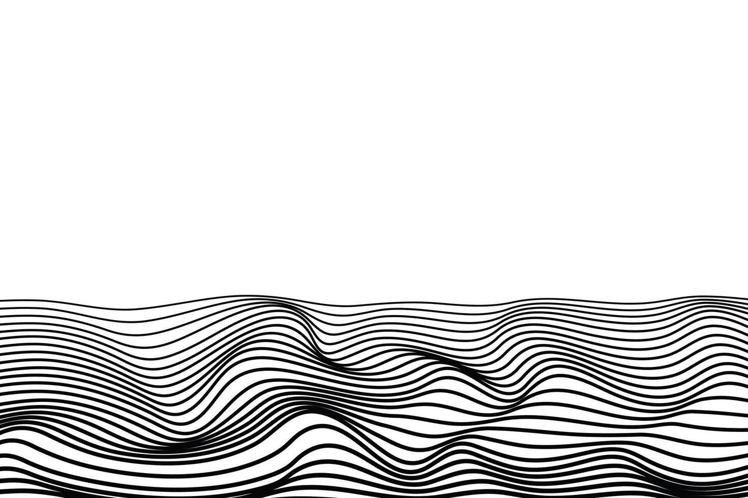 abstract white background with black line waves vector