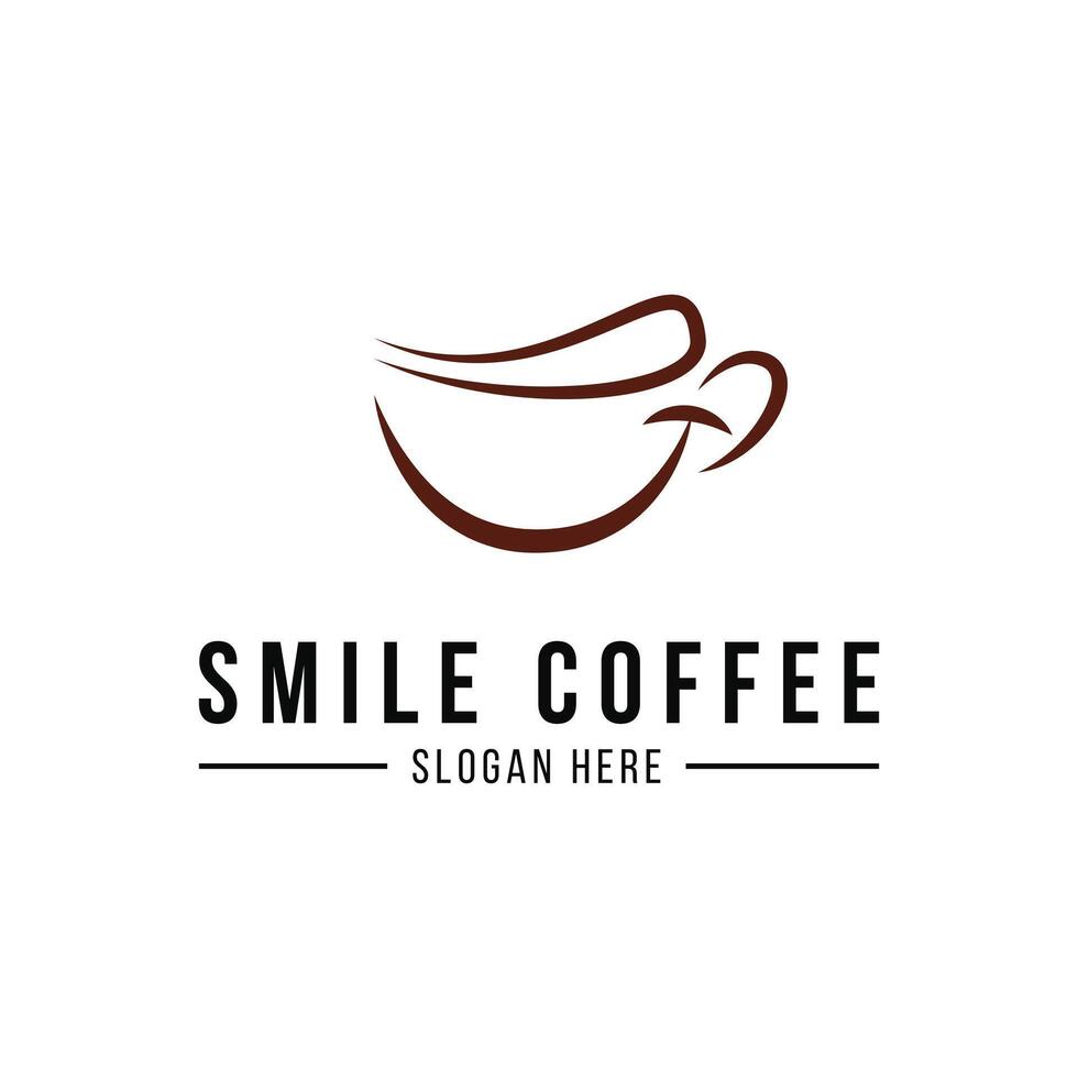 Smile coffee cup logo design concept vector