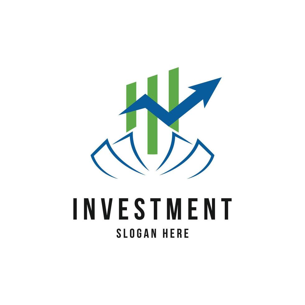 Investment business finance logo design with growth up vector