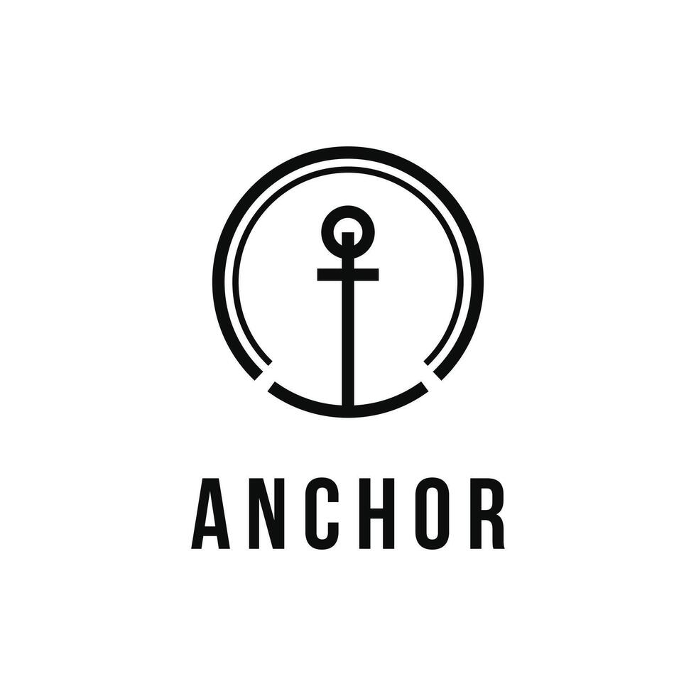 Simple anchor logo design with circle vector