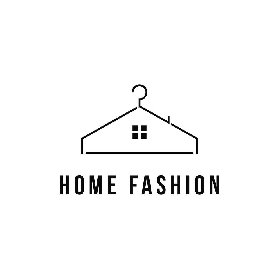 Fashion house logo design with a hanger and roof concept is good for a home fashion business vector