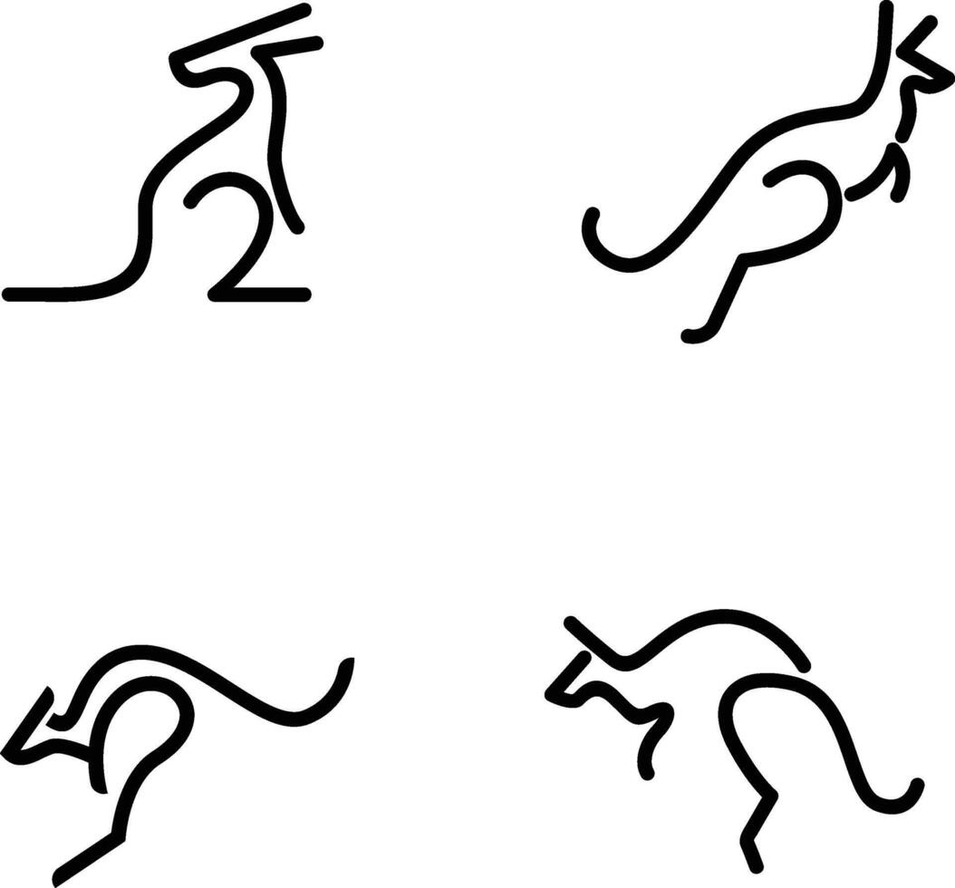 conjunto de canguro línea logo icono diseño ilustración vector