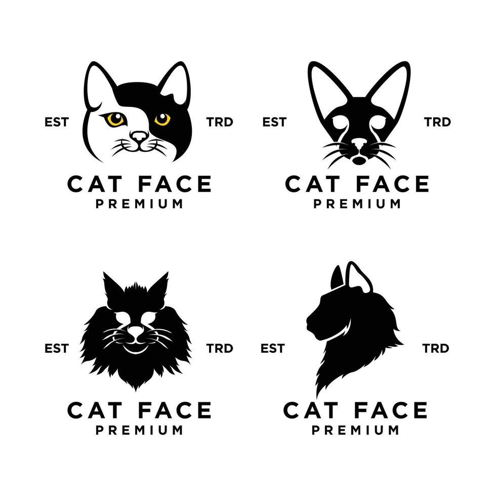 Cat face head logo icon design illustration vector