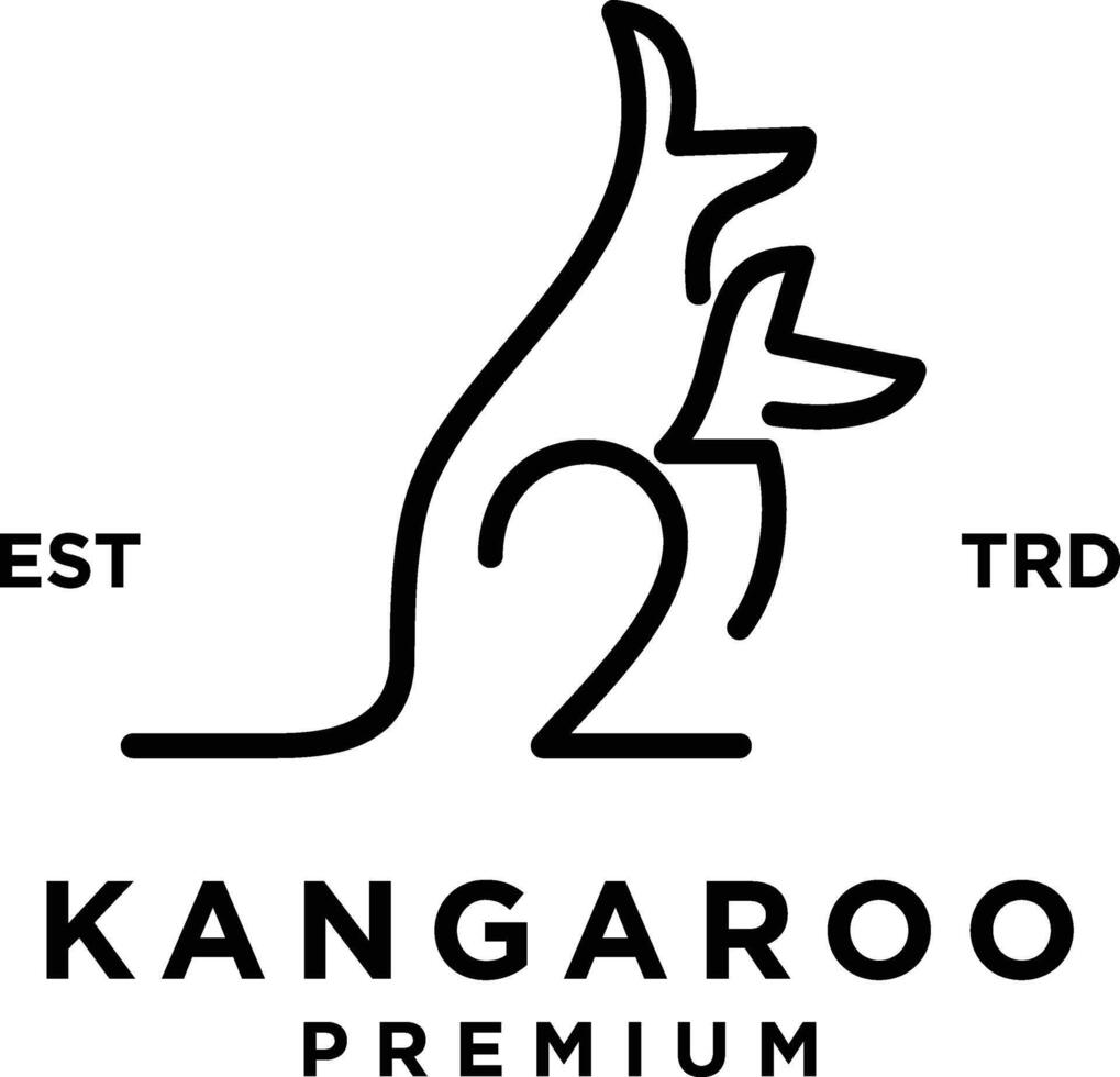 Set of kangaroo line logo icon design illustration vector