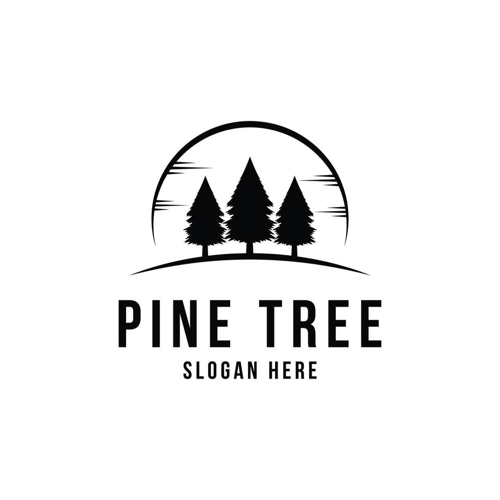 Pine tree silhouette logo design concept vector