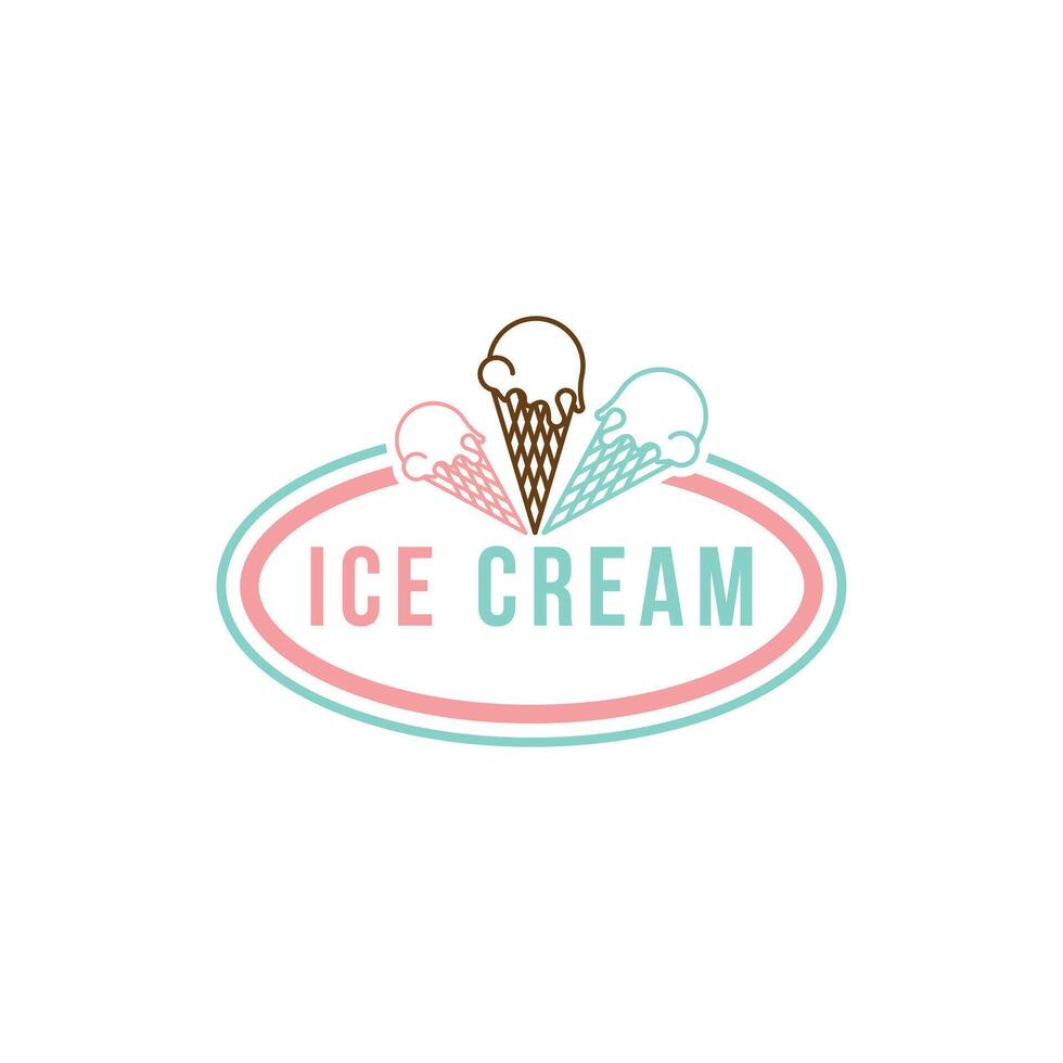 Ice cream cone logo design concept idea vector