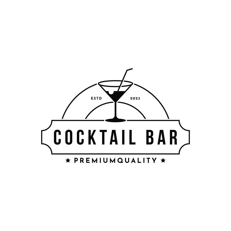 cocktail logo design concept vintage retro vector