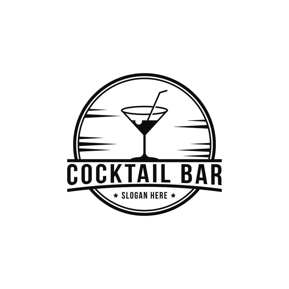 cocktail logo design concept vintage retro label vector