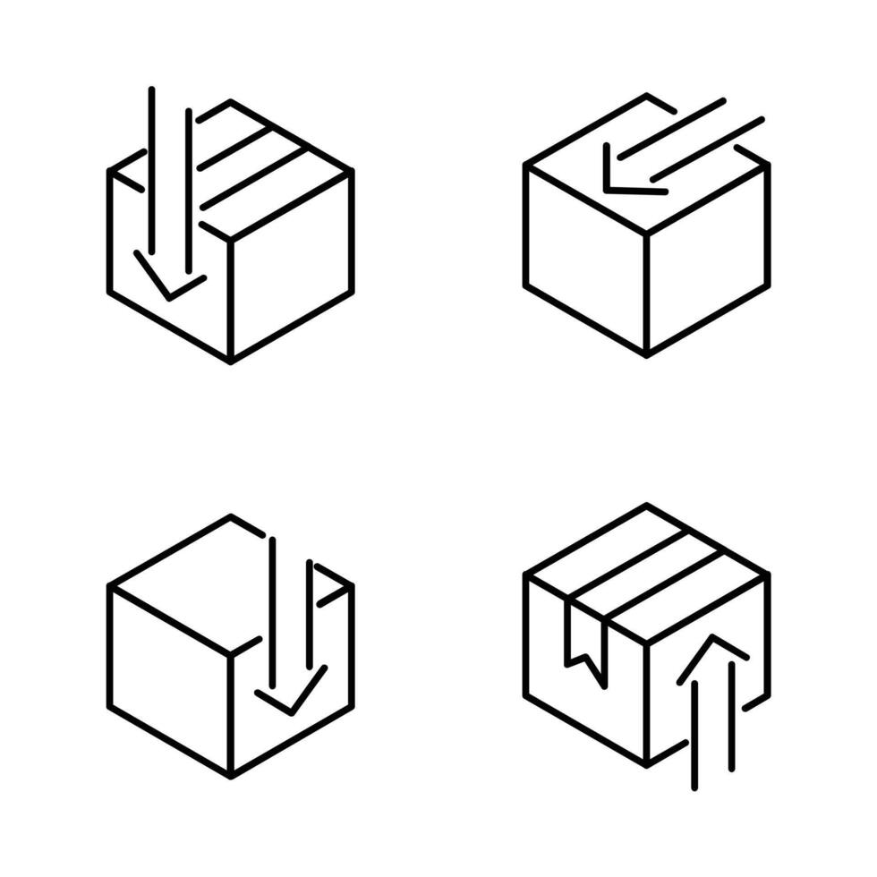 caja entrega con flecha línea icono diseño vector