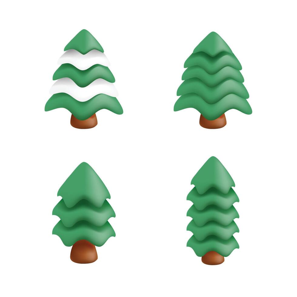 Pine 3d icon vector render illustration