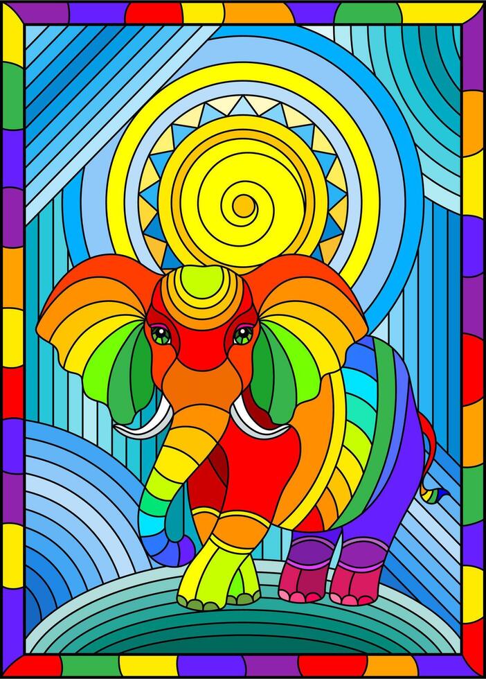 colorful abstract shape elephant vector