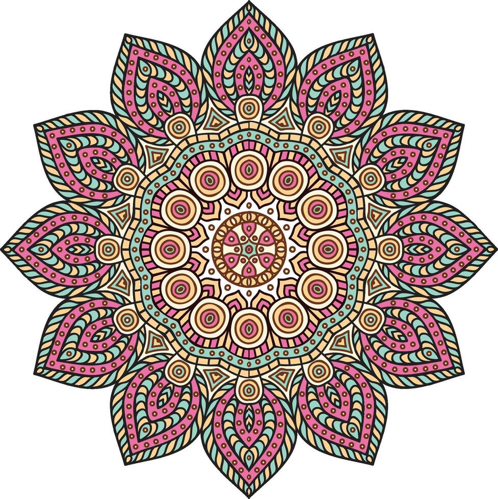 multi color mandala illustration vector