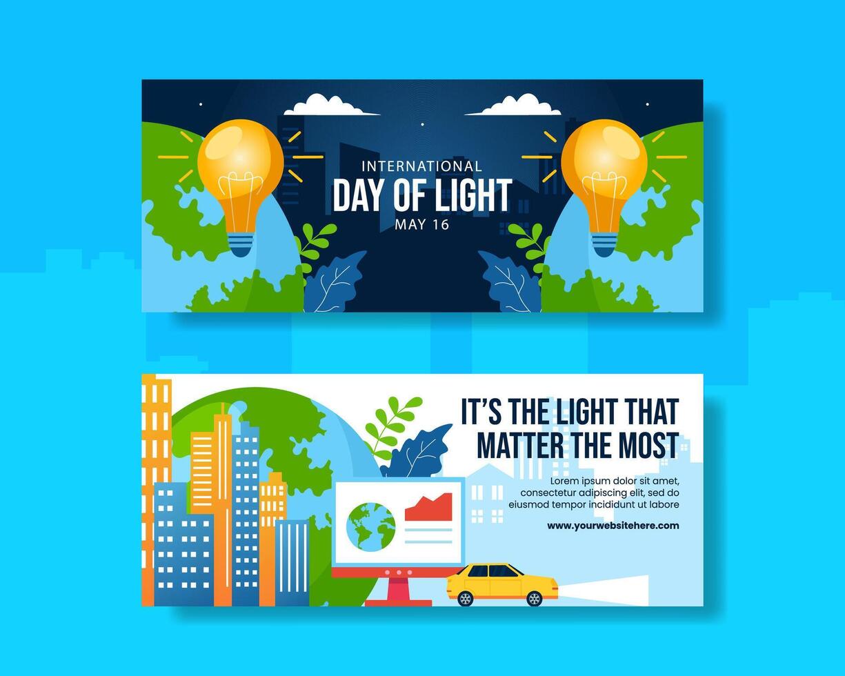 Day of Light Horizontal Banner Flat Cartoon Hand Drawn Templates Background Illustration vector