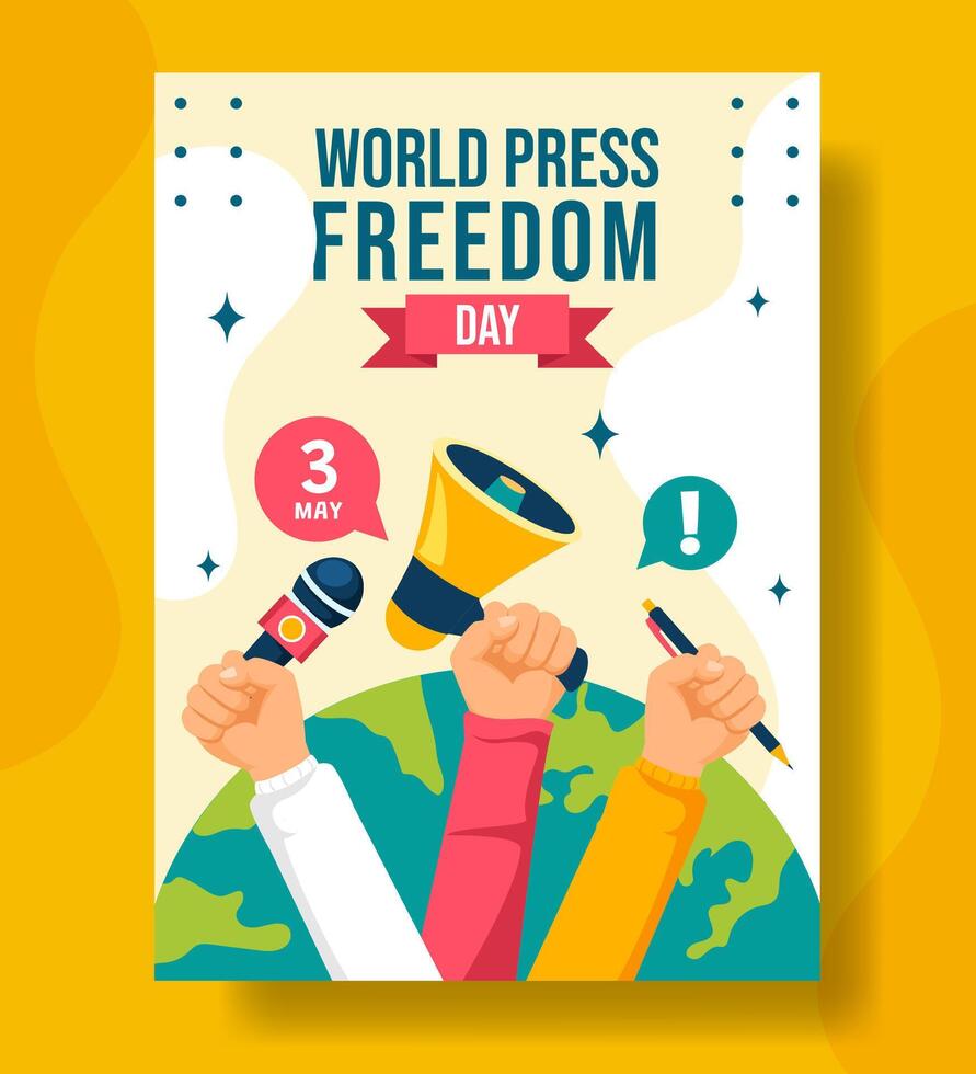 Press Freedom Day Vertical Poster Flat Cartoon Hand Drawn Templates Background Illustration vector