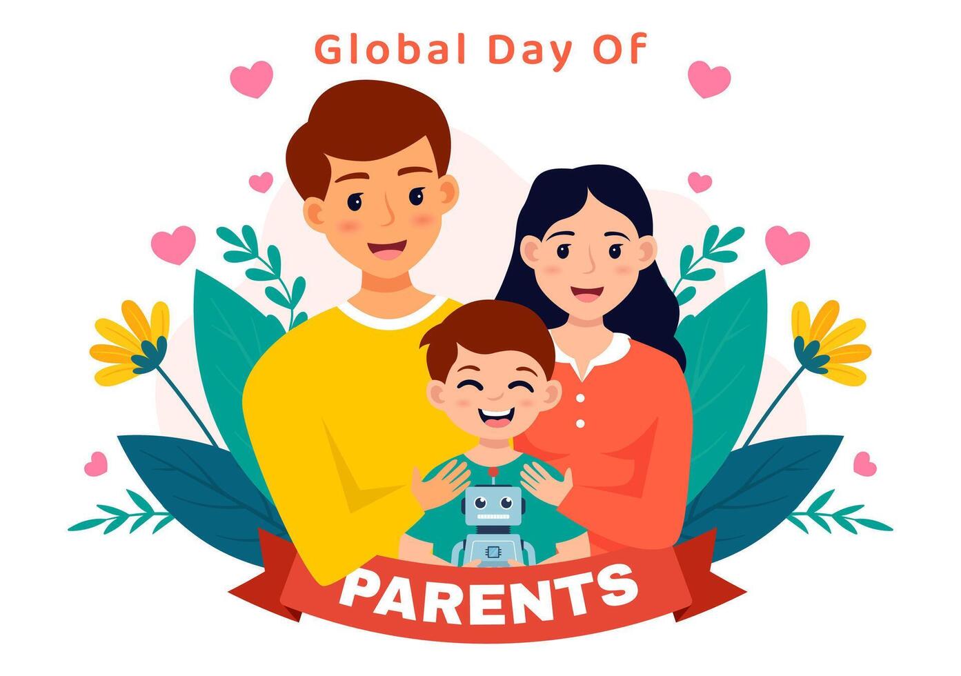 global día de padres vector ilustración con importancia de siendo un paternidad con unión madre padre niños concepto en plano antecedentes