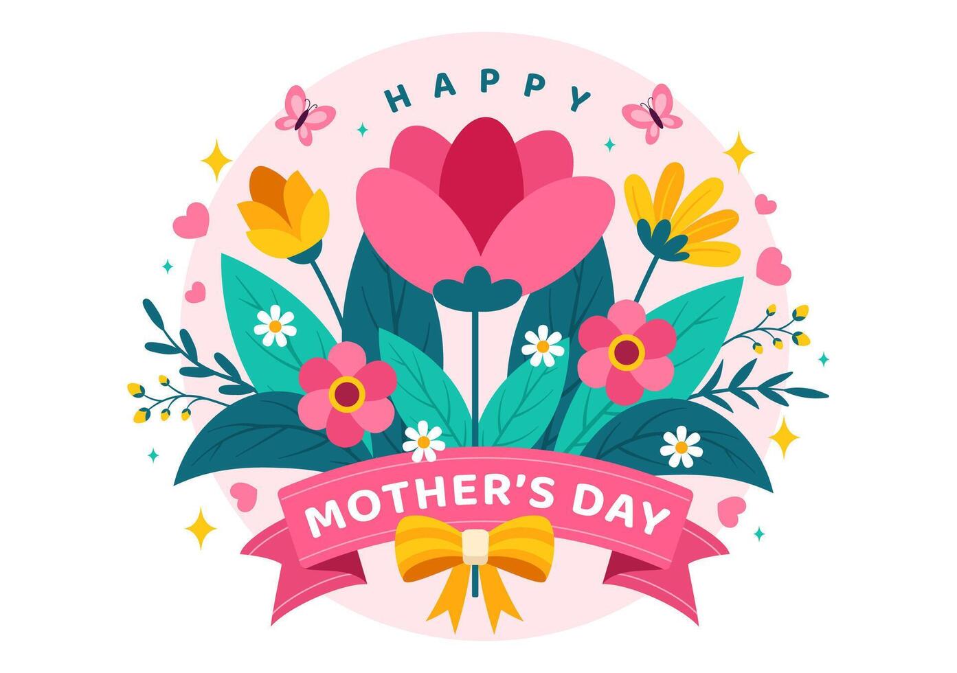 Happy Mother Day Vector Illustration of Affection for Baby and Kids from Mothers with Flower and Gift Concept in Flat Cartoon Background Design