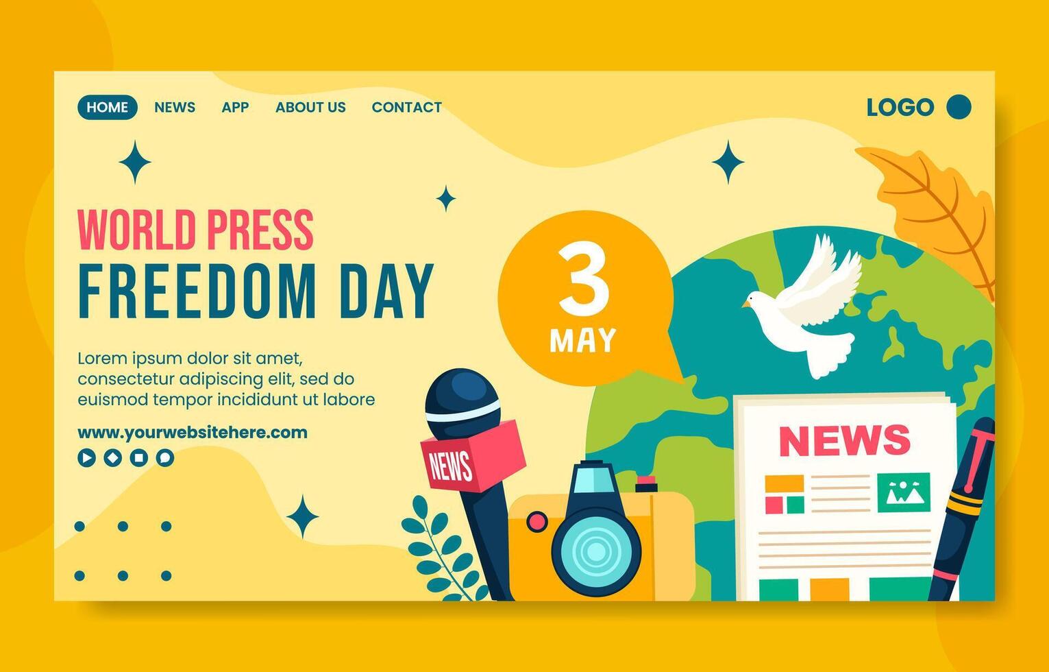 Press Freedom Day Social Media Landing Page Cartoon Hand Drawn Templates Background Illustration vector