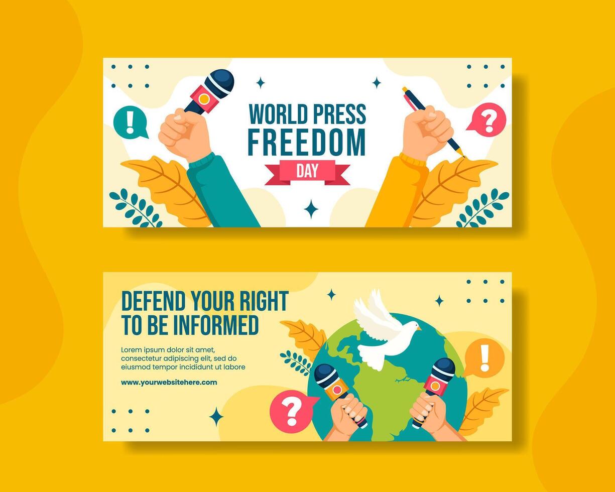 Press Freedom Day Horizontal Banner Flat Cartoon Hand Drawn Templates Background Illustration vector