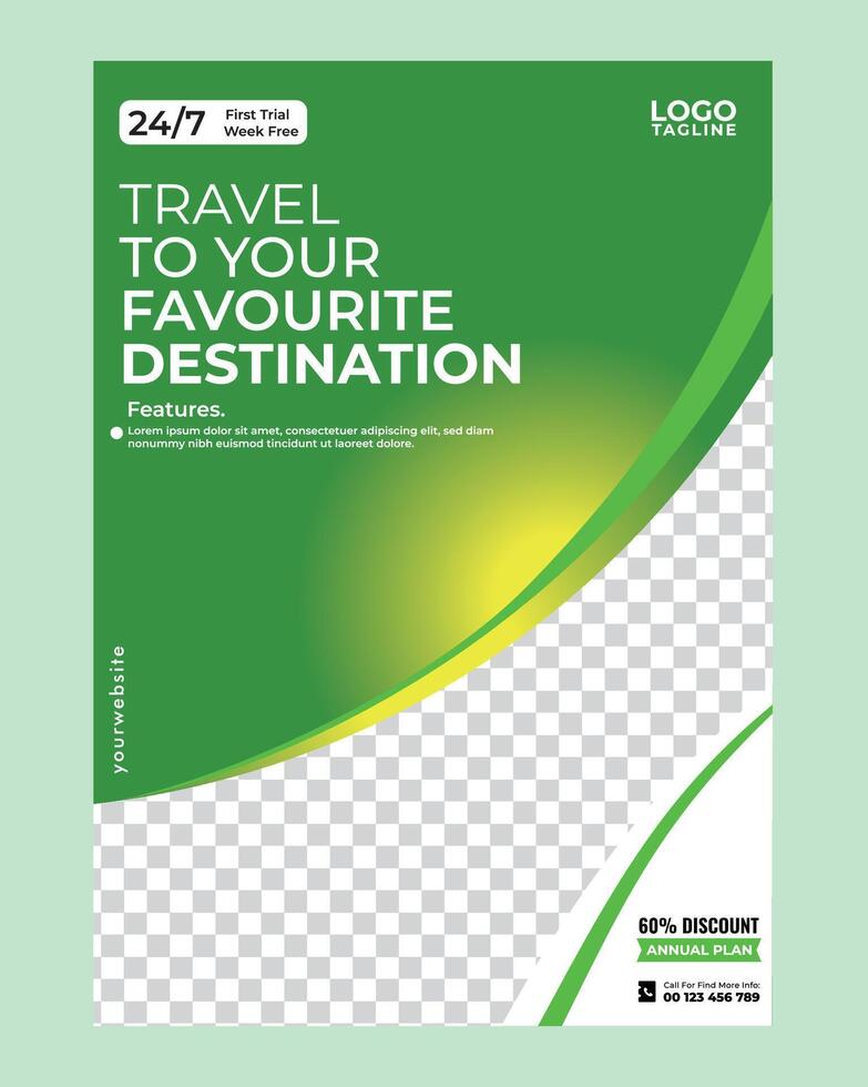 travel to your favourite destination flyer template vector