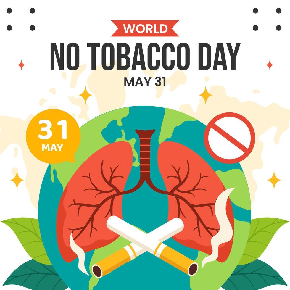 No Tobacco Day Social Media Illustration Flat Cartoon Hand Drawn Templates Background vector