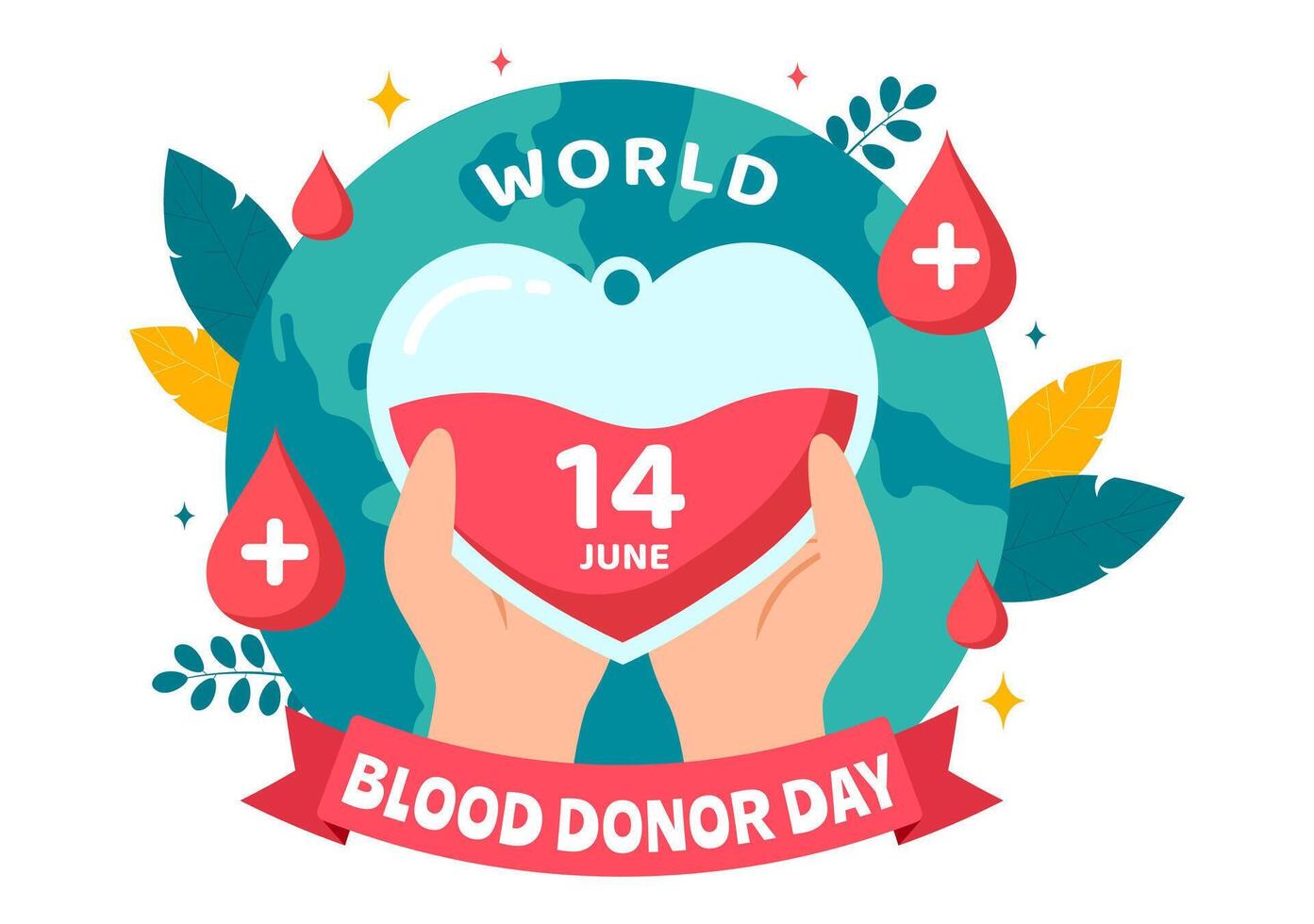 World Blood Donor Day Vector Illustration on June 14 with Human Donated Bloods for Give the Recipient in Save Life in Flat Cartoon Background