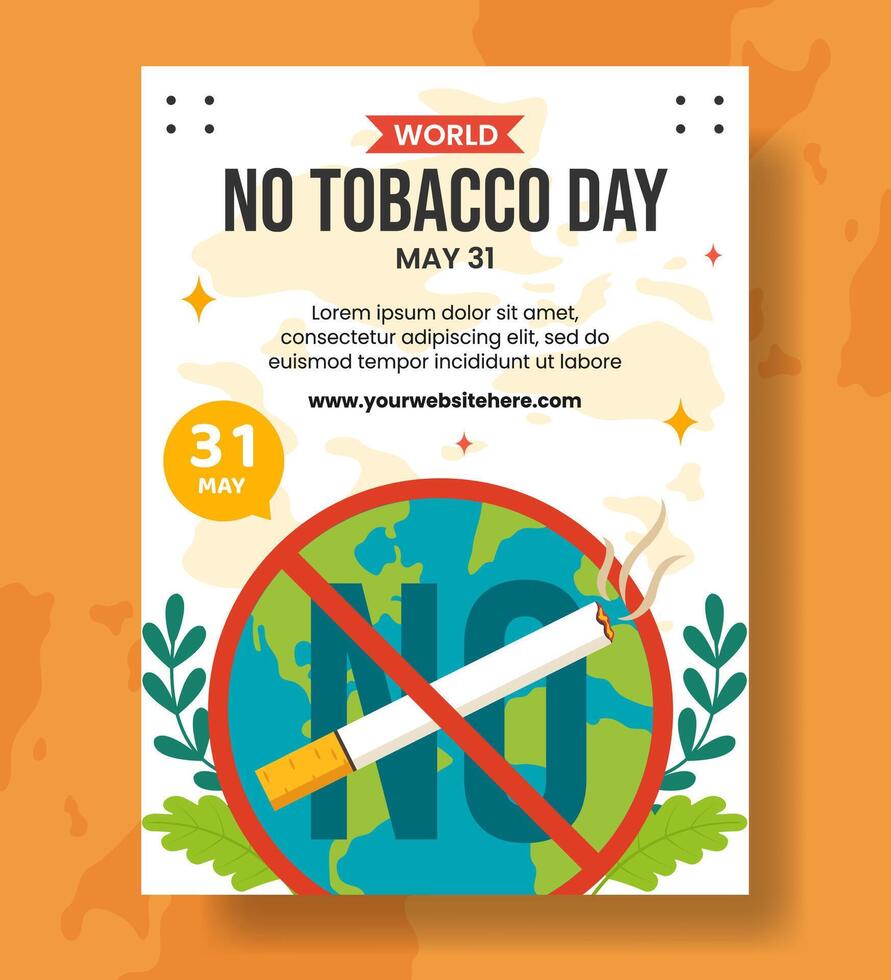 No Tobacco Day Vertical Poster Flat Cartoon Hand Drawn Templates Background Illustration vector