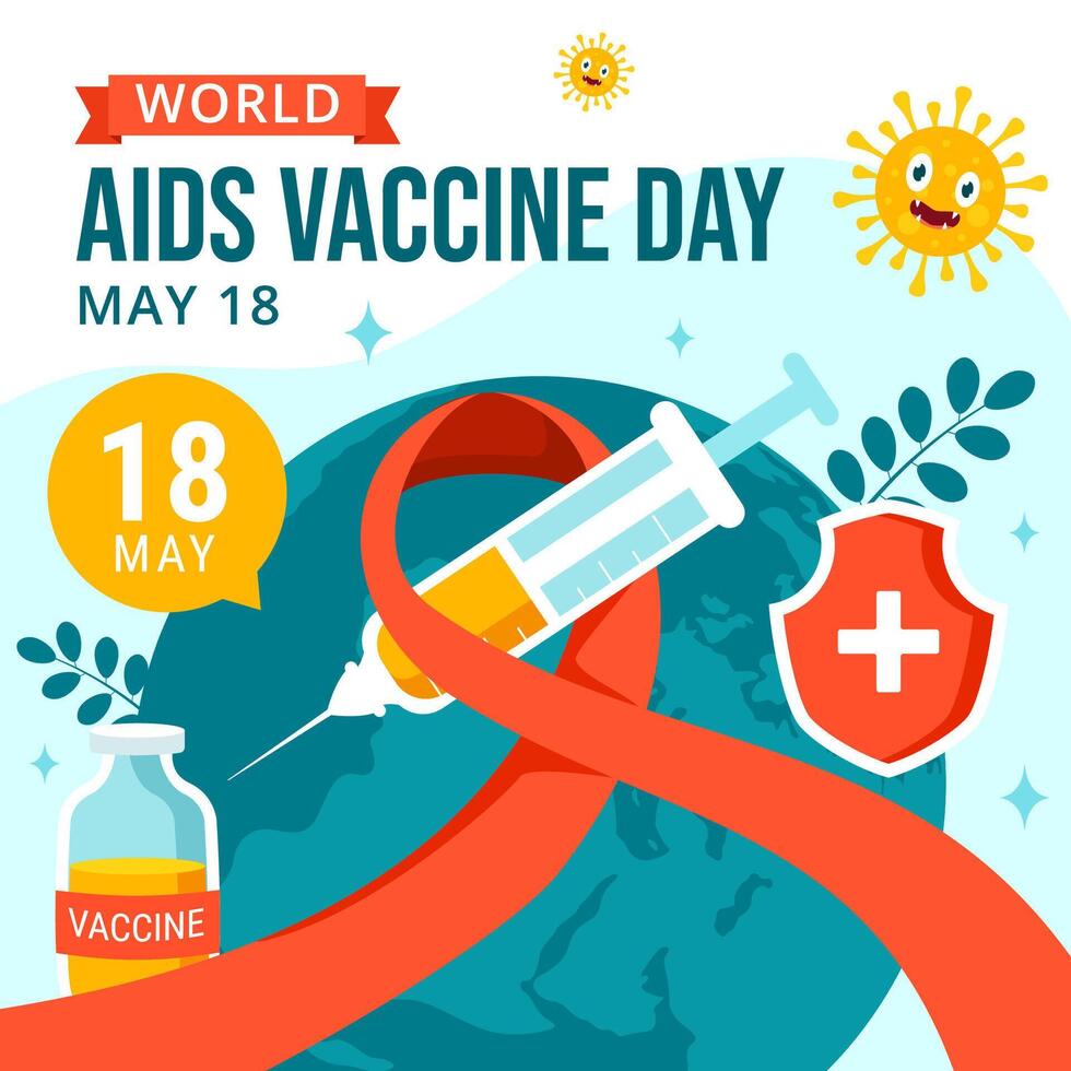 SIDA vacuna día social medios de comunicación ilustración plano dibujos animados mano dibujado plantillas antecedentes vector