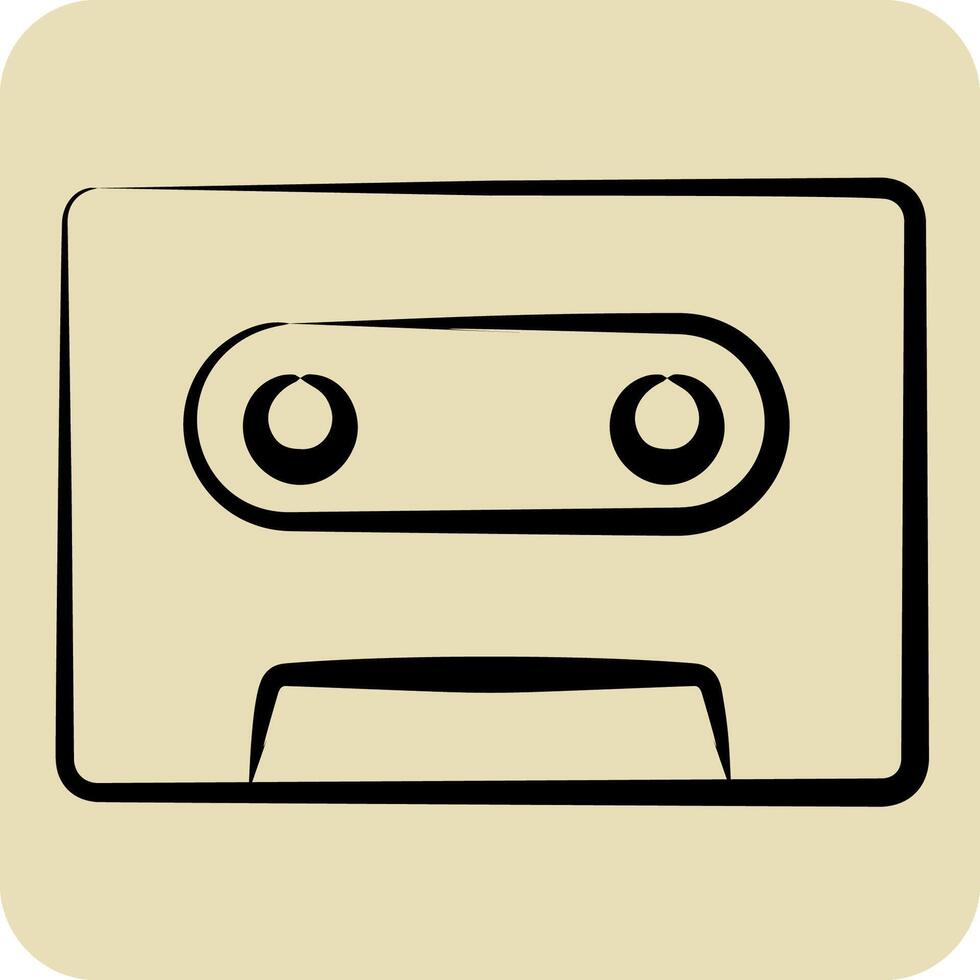 Icon Tape. related to Podcast symbol. hand drawn style. simple design editable. simple illustration vector