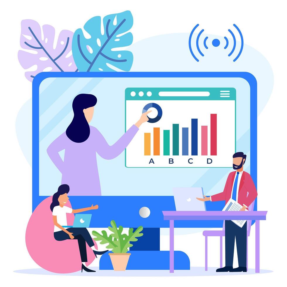 Illustration vector graphic cartoon character of presentation