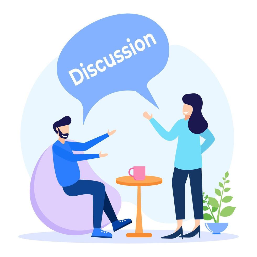 Illustration vector graphic cartoon character of discussion