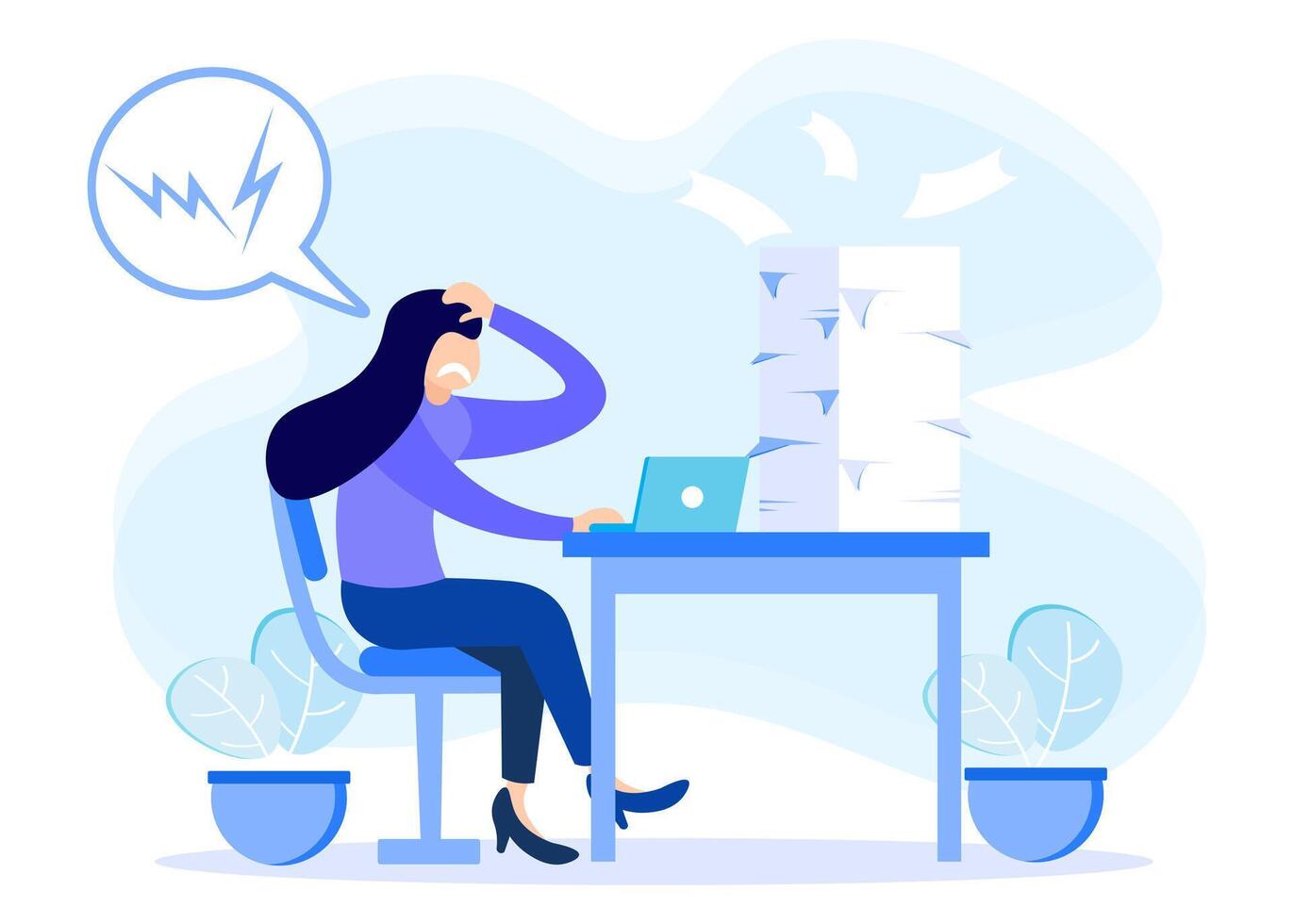 Illustration vector graphic cartoon character of work under pressure
