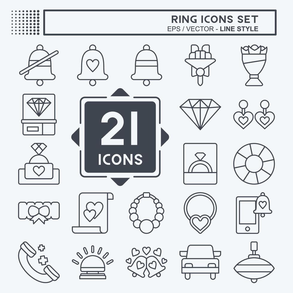 Icon Set Ring. related to Wedding symbol. line style. simple design editable. simple illustration vector