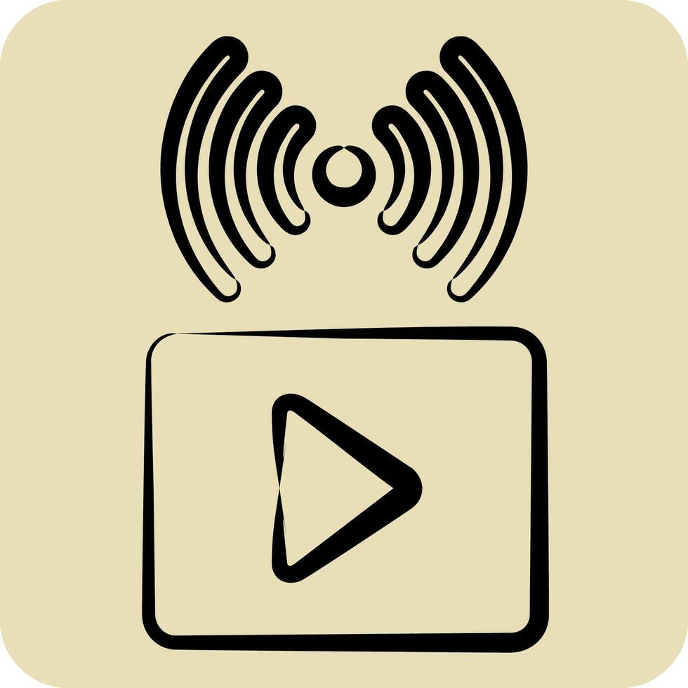 Icon Video Streaming. related to Podcast symbol. hand drawn style. simple design editable. simple illustration vector