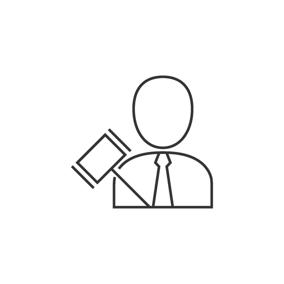 Auctioneer icon in thin outline style vector