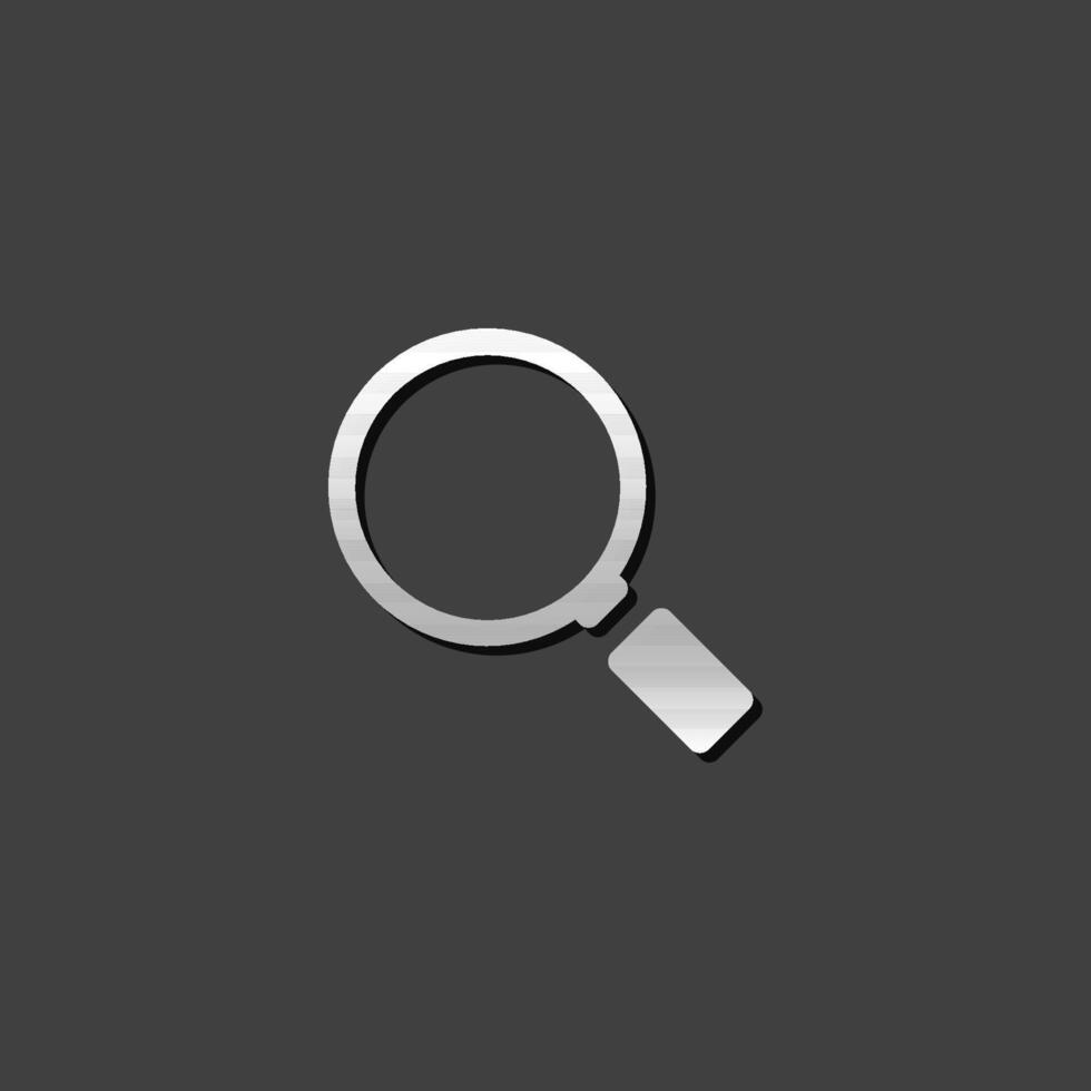 Magnifier icon in metallic grey color style.Zoom explore find locate vector