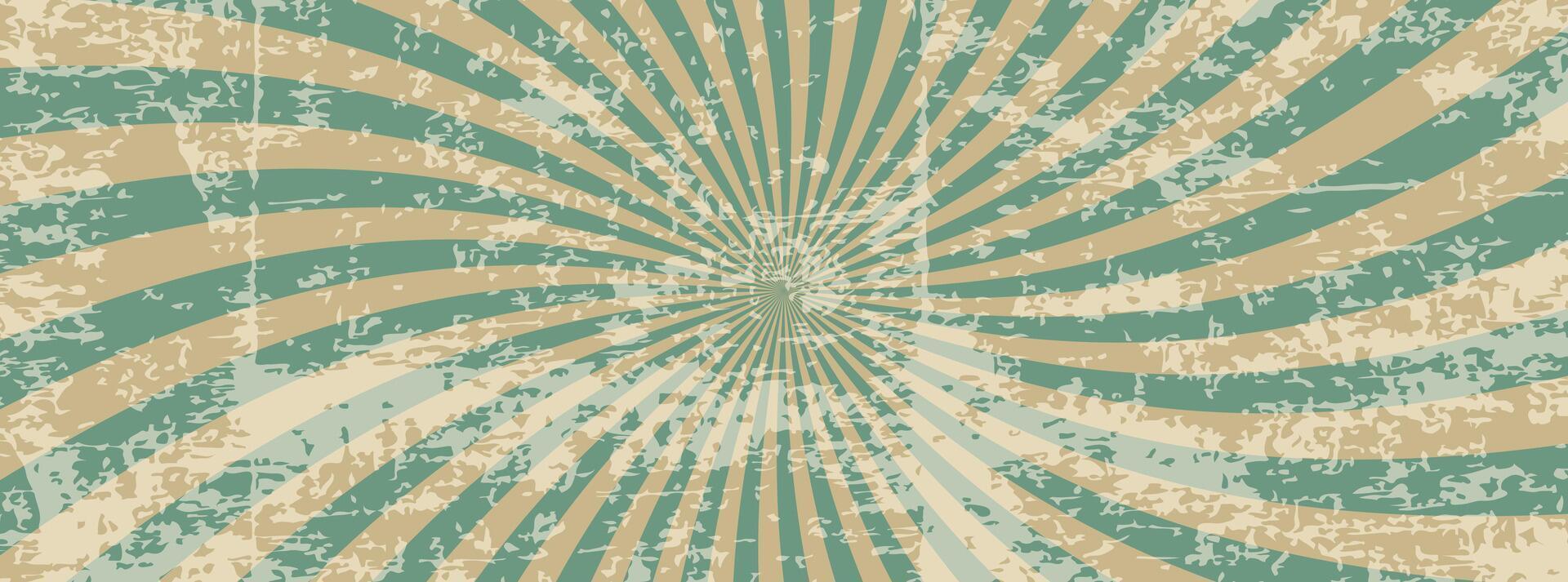 Retro circus background, vintage grunge shabby horizontal old poster background with diverging beams. vector