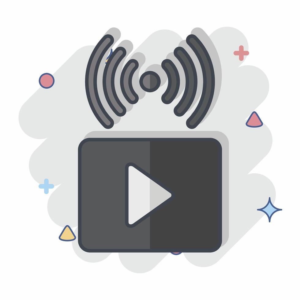 Icon Video Streaming. related to Podcast symbol. comic style. simple design editable. simple illustration vector