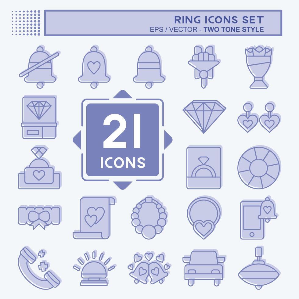 Icon Set Ring. related to Wedding symbol. two tone style. simple design editable. simple illustration vector