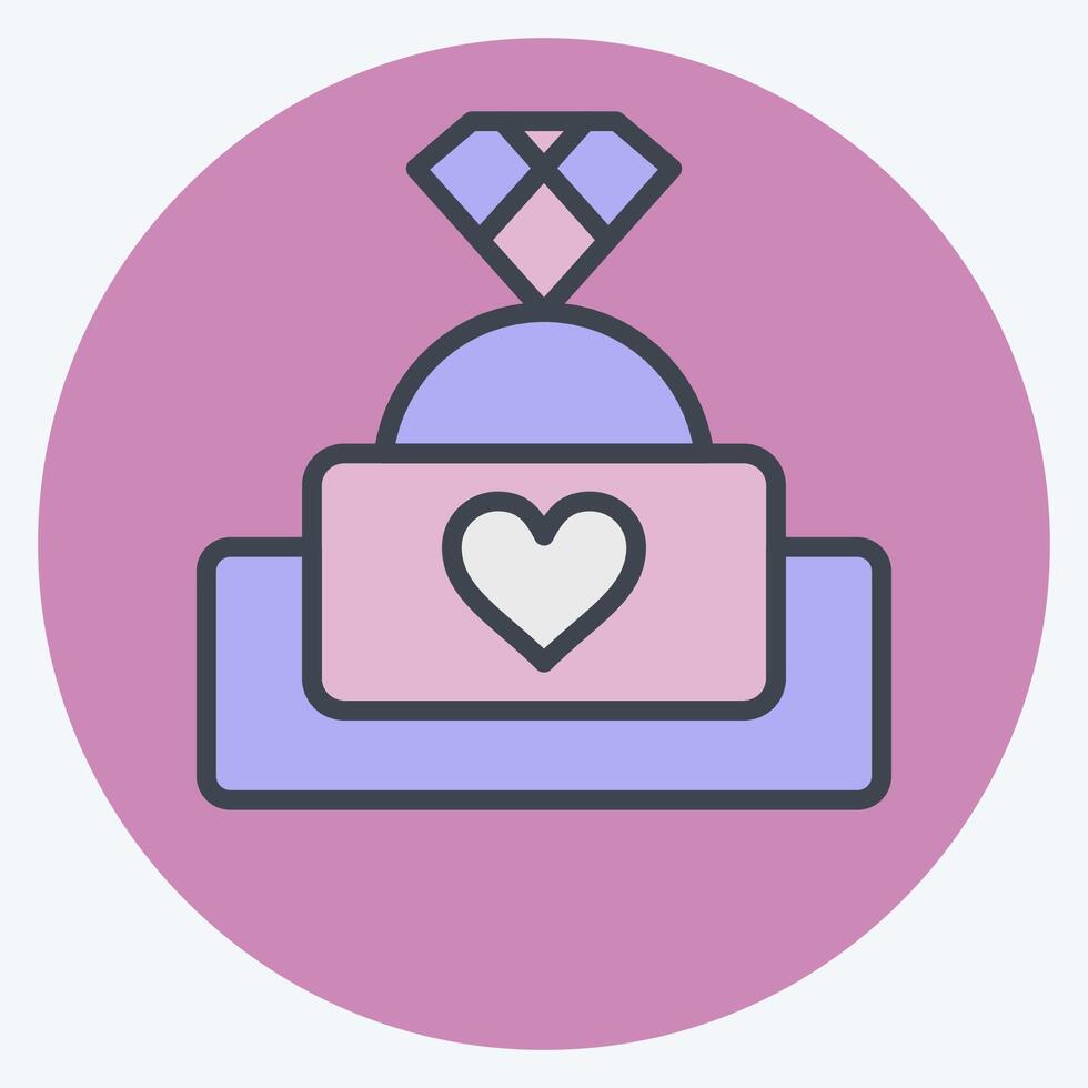 Icon Engagement Ring 2. related to Ring symbol. color mate style. simple design editable. simple illustration vector