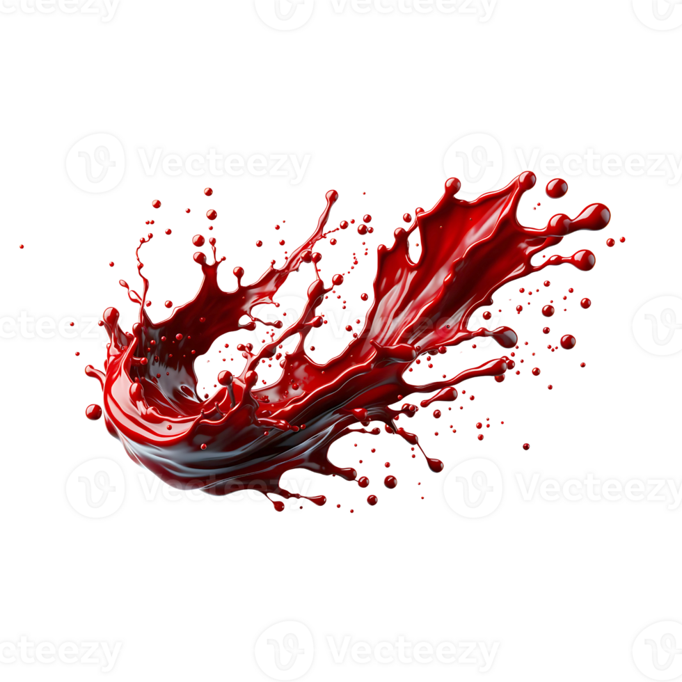 AI generated Blood Splashes with Droplets. PNG Transparent Background