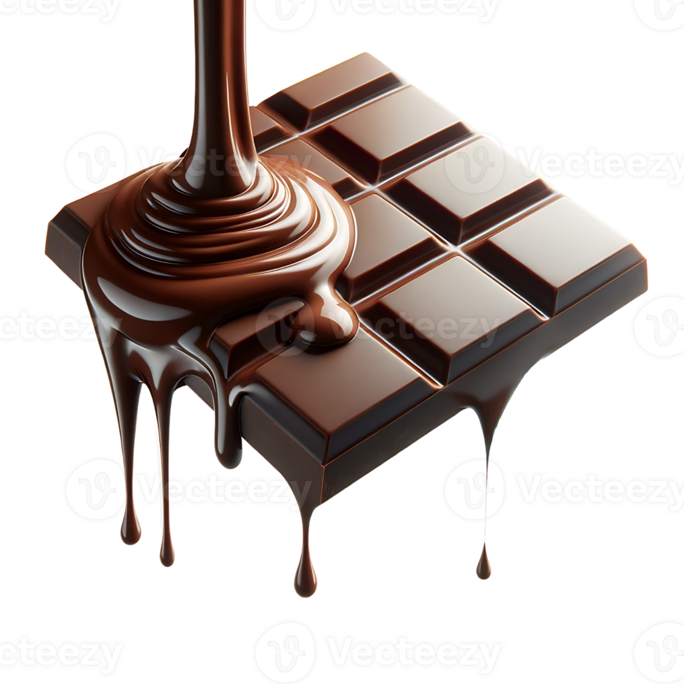 AI generated Chocolate Dripping Meltdown and Splash with Droplets. PNG Transparent Background