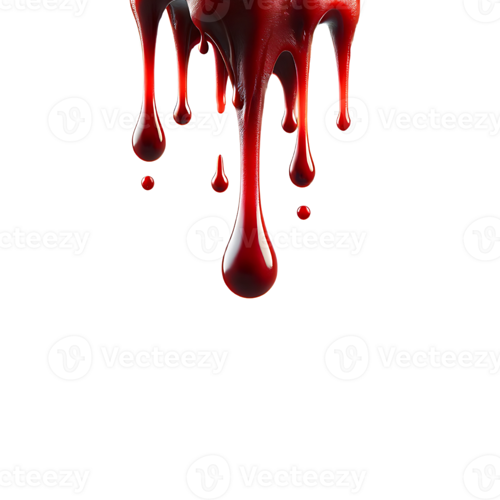 AI generated Blood Dripping Meltdown and Splash with Droplets. PNG Transparent Background