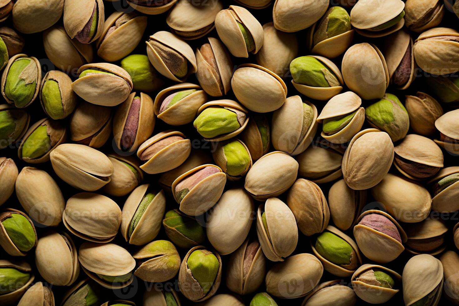 AI generated Macro background of ripe pistachios. Close up view. AI generated. photo
