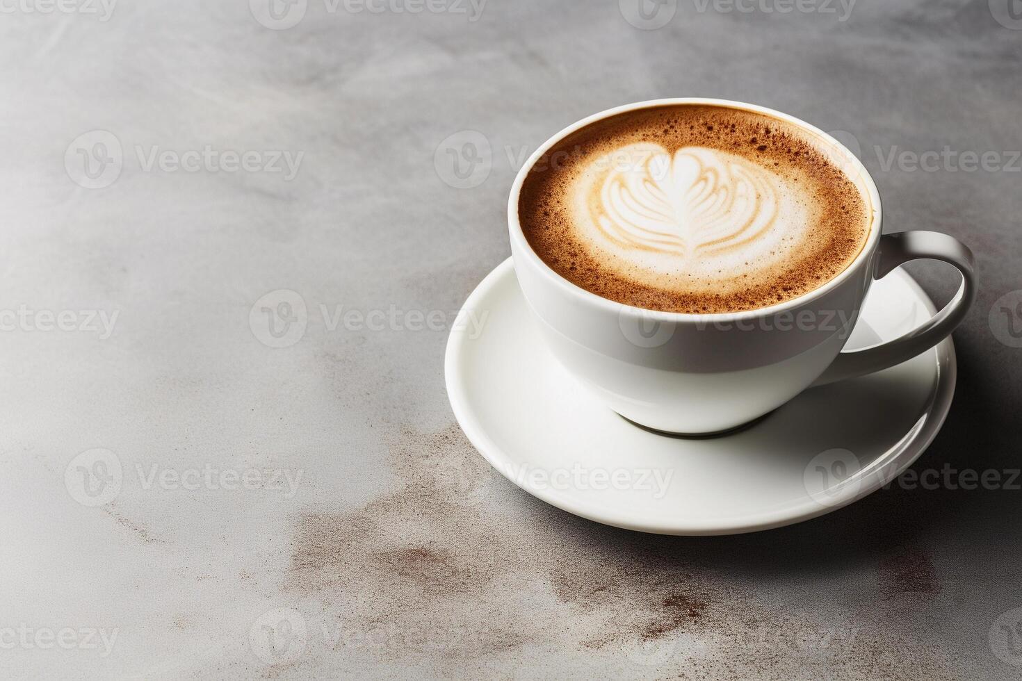 AI generated Cup of cappuccino on light gray background, copy space. AI generated. photo
