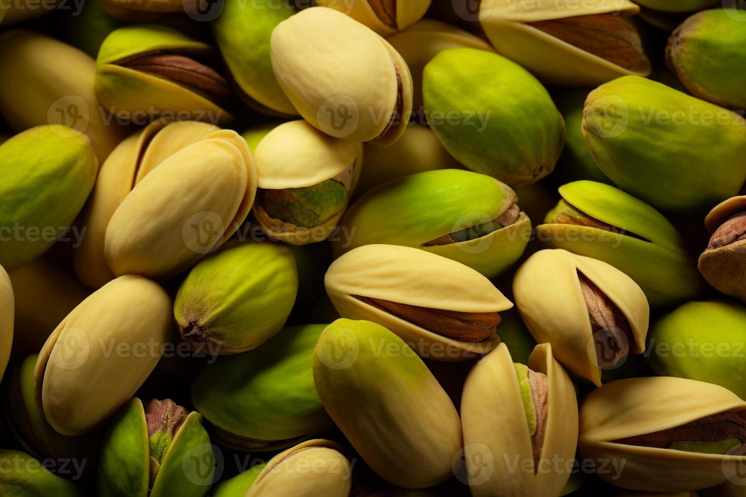 AI generated Macro background of ripe pistachios. Close up textured view. AI generated. photo