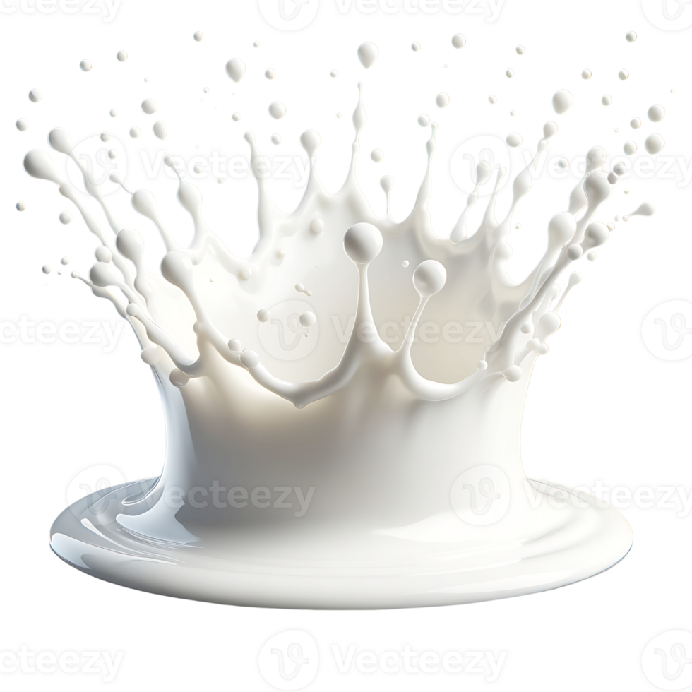 Milk Splash with Droplets, PNG Transparent BG