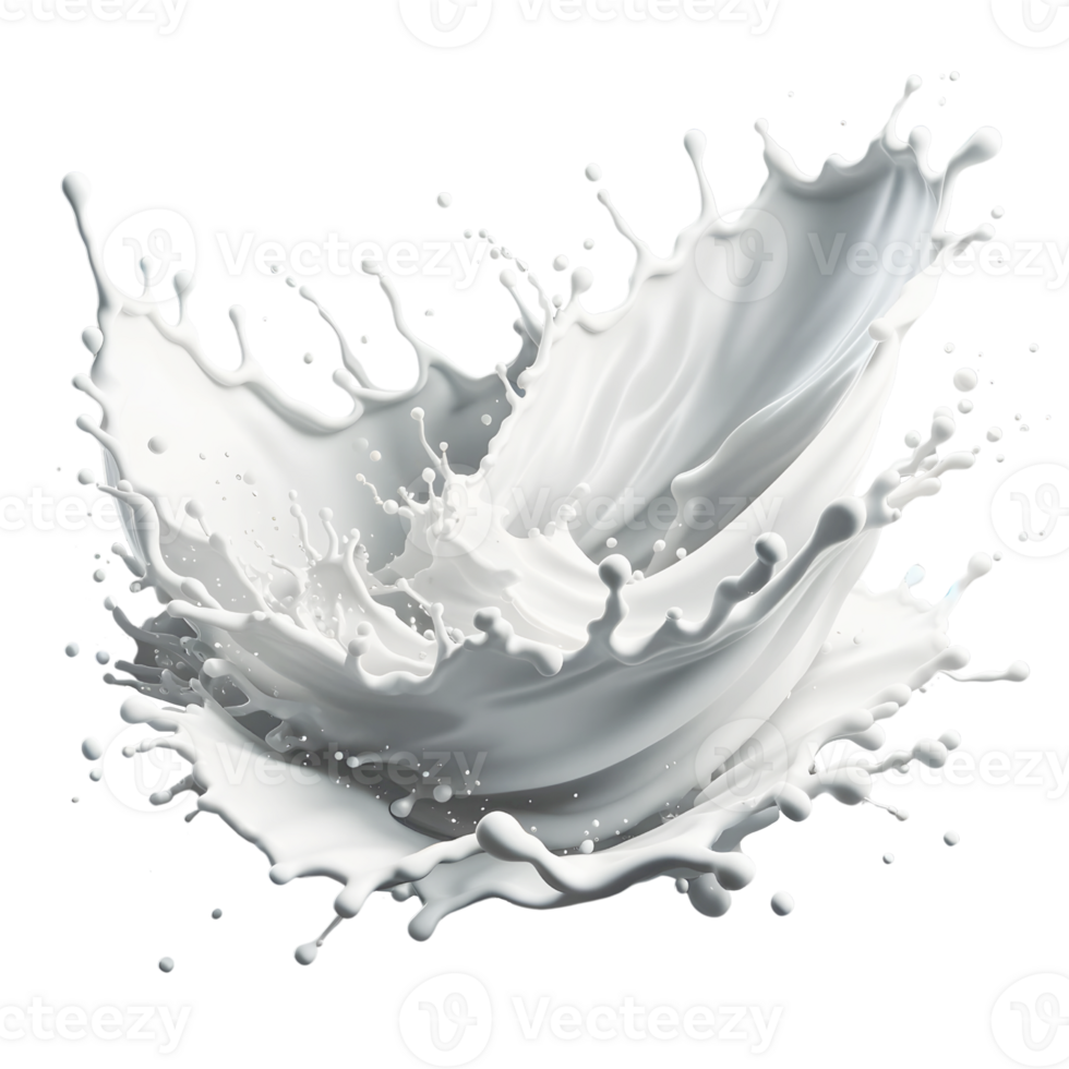 AI generated Milk Splash with Droplets, PNG Transparent BG