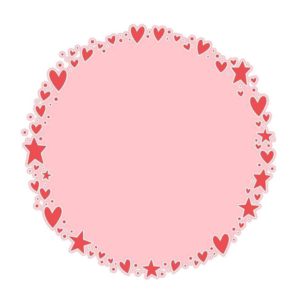 Circle frame formed by hearts. Valentine's Day background. Circular love background with hearts. vector